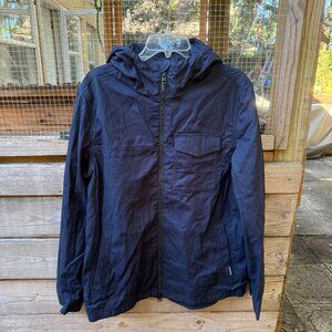 prAna Kanya Jacket Men's Medium Hooded Nautical Blue Fisherman Cotton New Preppy